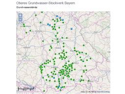 Bayernkarte mit Übersicht der Grundwasserstand-Messstellen des oberen Grundwasserstockwerks