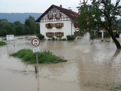 Überflutetes Wohngebäude - Hochwasser August 2005