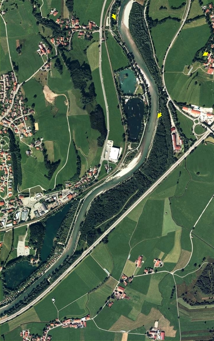 Luftbild mit Maßnahmen im Abschnitt Burgberg an ausgewählten Bereichen