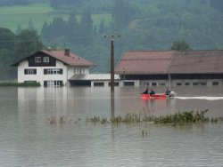Überfluteter Landwirtschaftlicher Betrieb - Hochwasser August 2005