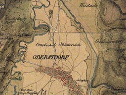 Oberstdorf mit der Stillach im Westen und der Trettach im Osten um ca. 1850